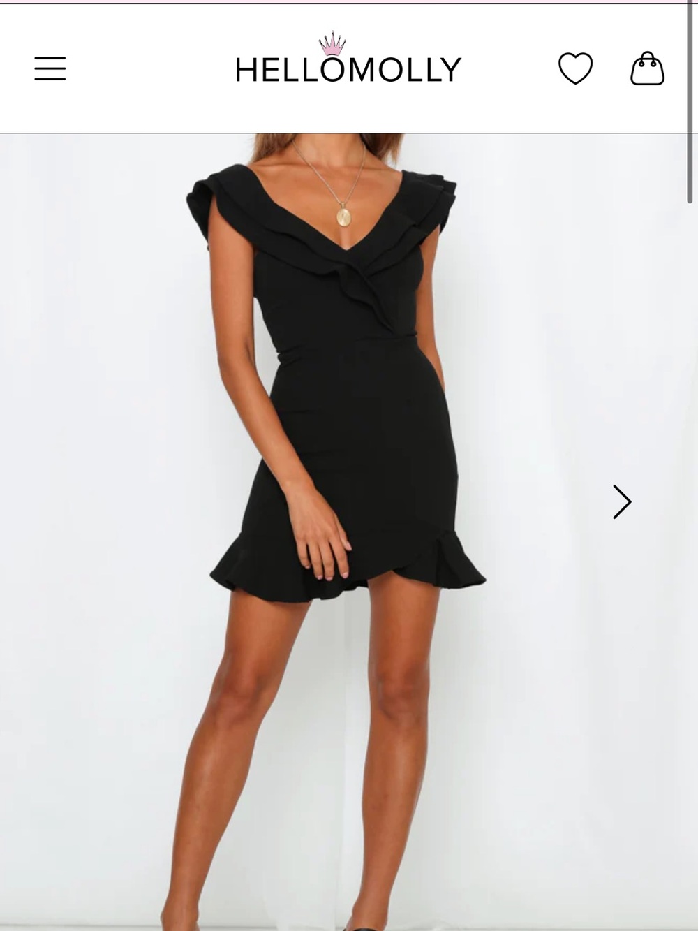 WORN ONCE! Hello Molly Black Ruffle-Trim Mini Dress